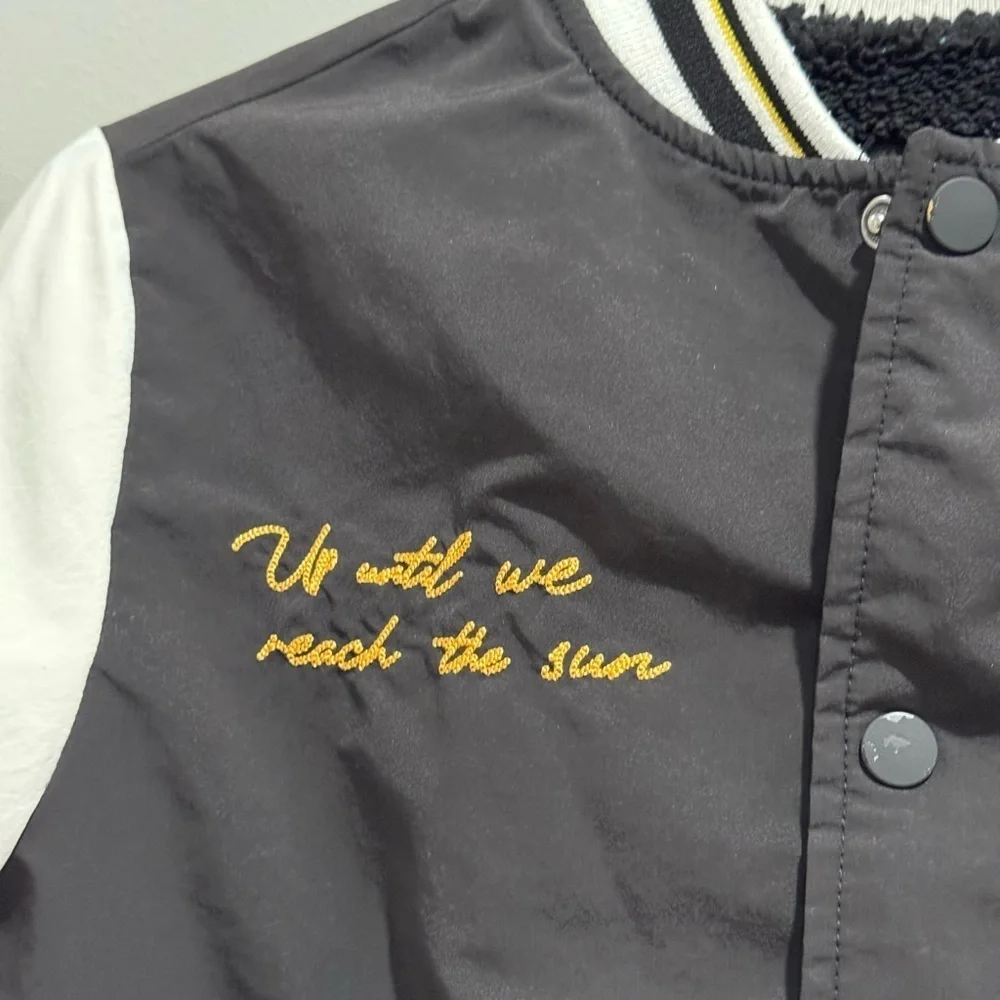 Zara Kids Black and Cream Varsity Jacket